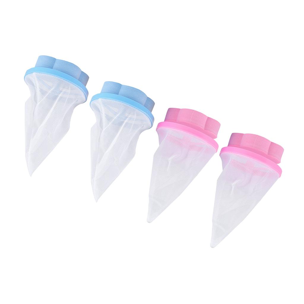 4 Stück Schwimmende Fussel-Tierhaarentferner-Filter-Netzbeutel für Waschmaschine Blau und Rosa