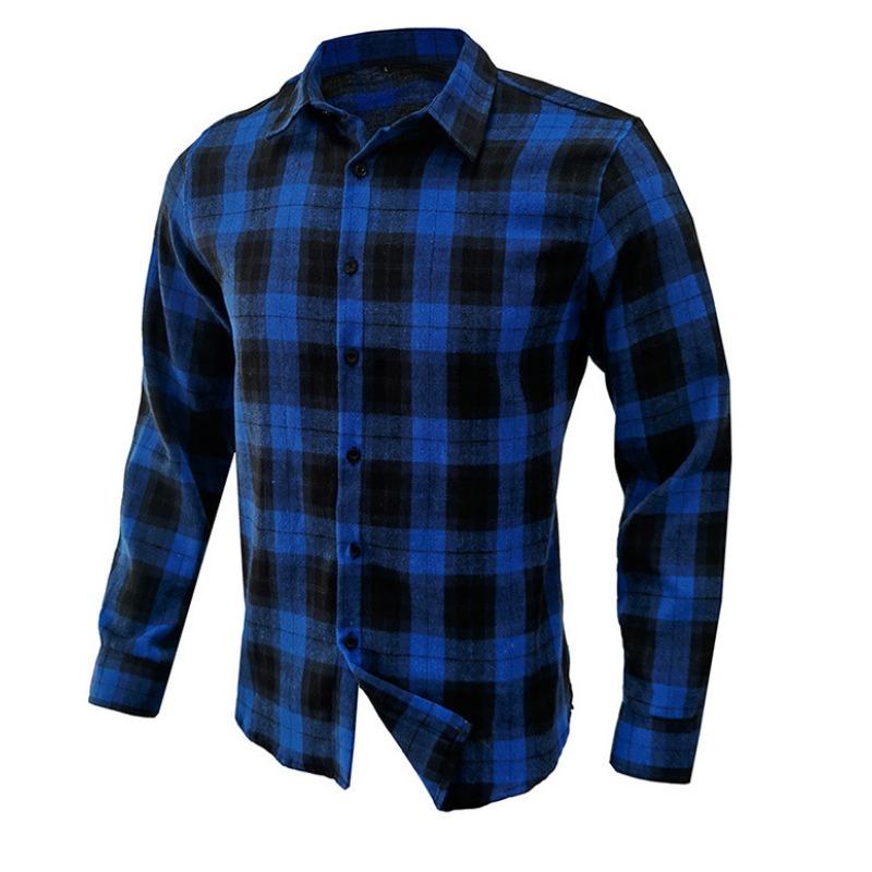 Men S Long Sleeve Flannel Plaid Shirt Thick Autumn Winter