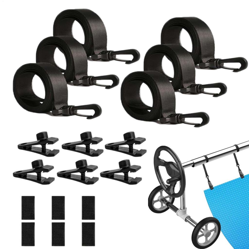 Pool Reel Reel Retaining Straps Device Pool Cover Fastener Set Pool Cover Straps SwimmingPool Reel Strap Clips Buckle Attachment