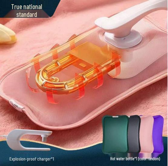 Explosion-Proof Rechargeable Plush Hot Water Bottle: Cute, Warm Hand & Belly Warmer for Girls’ Dormitory