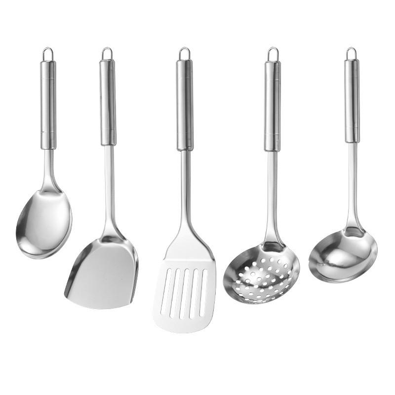 Stainless Steel Kitchen Utensil Set With Nonstick Antislip Heatresistant Handles For Home Cooking