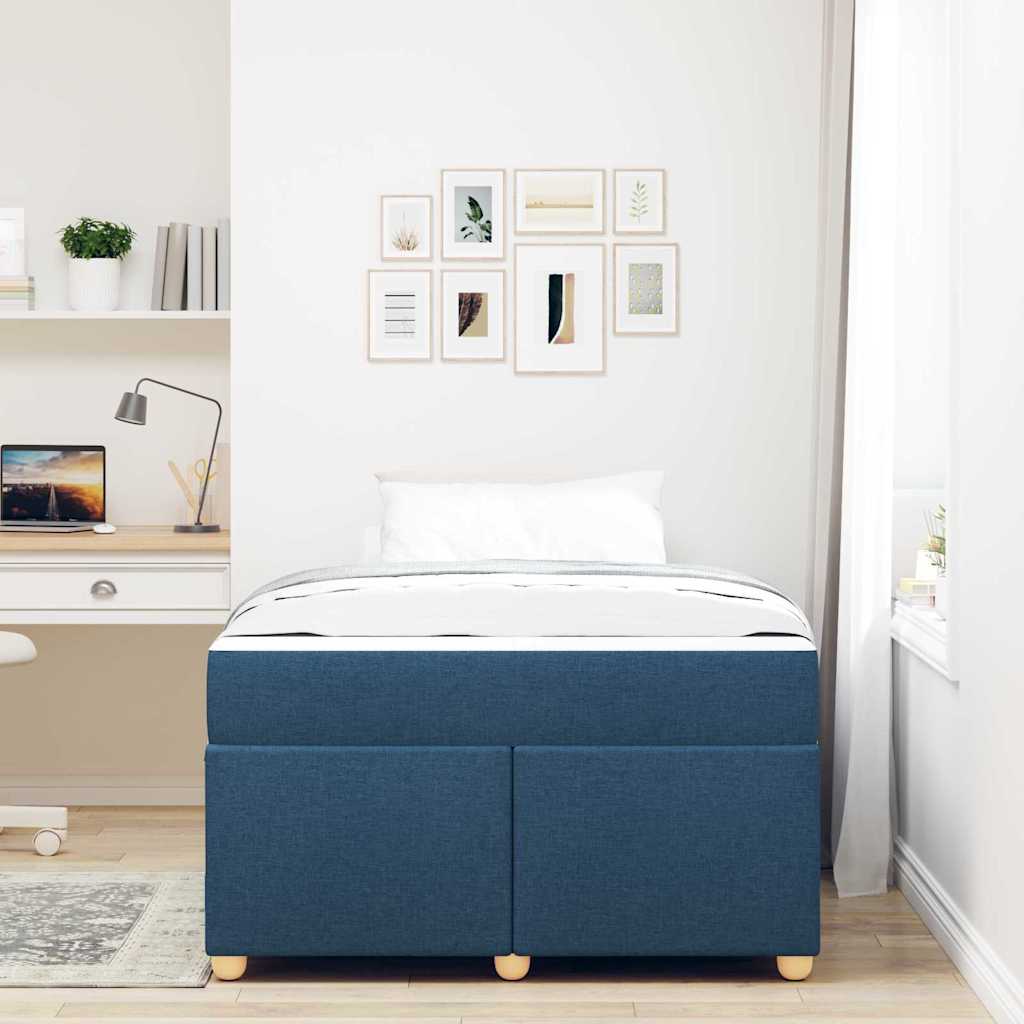 Bed Frame with Mattress Blue 120 x 190 cm Fabric