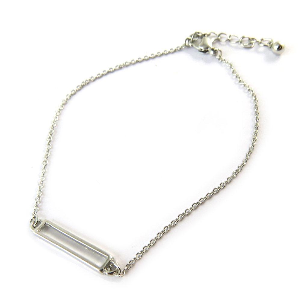 Les Trésors De Lily [N8131] - Silver 'Rectangle' Bracelet