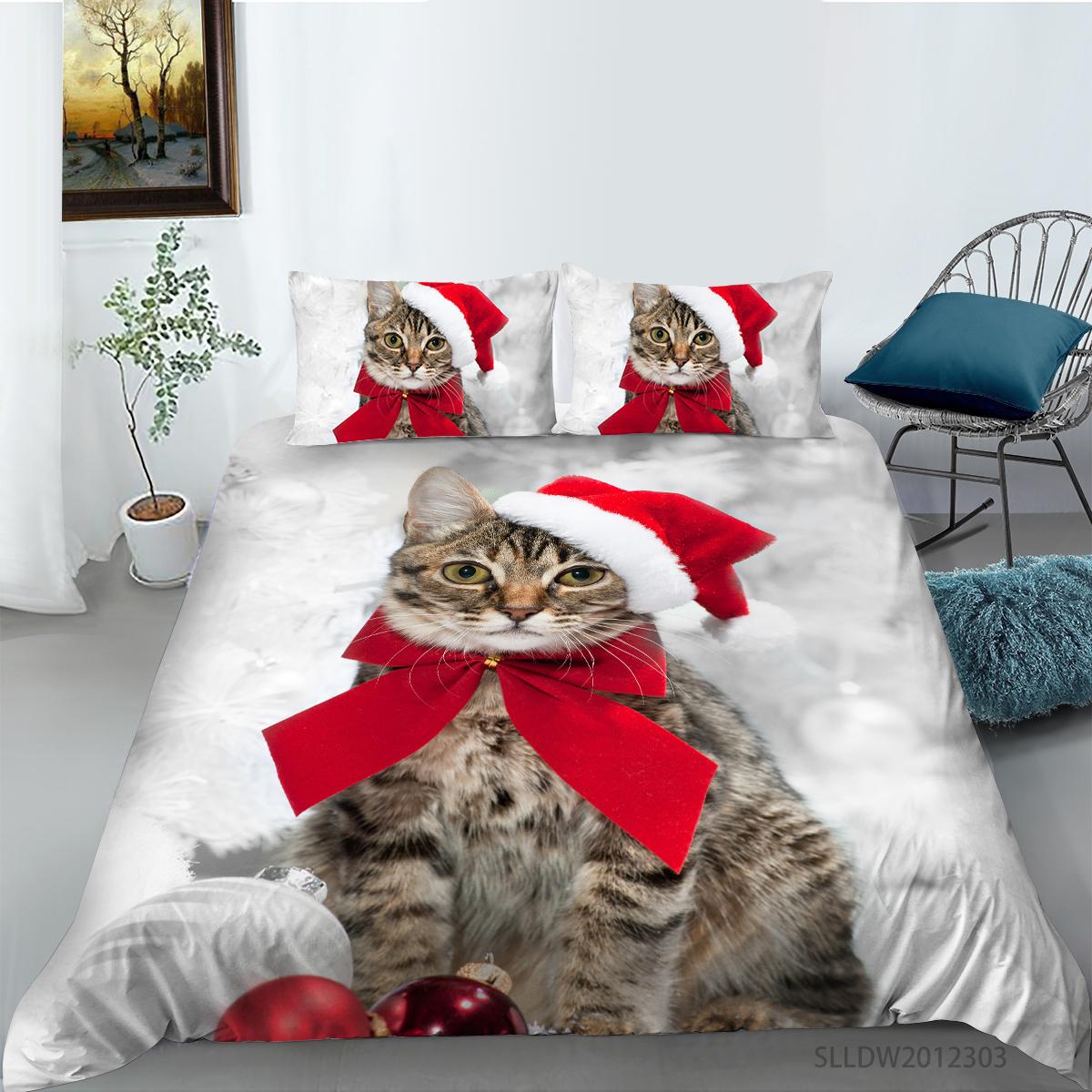 

3D постельное белье для кошек из ткани из микрофибры с животным принтом, пододеяльник и наволочка, 2 или 3 односпальные кровати, двуспальная кровать, полноразмерное удобное украшение для дома Baby 100x135cm