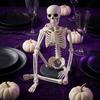 Detailed Skull And Bone Structures Realistic Halloween Skeleton Figure, 40cm Posable Joints Hanging Decoration, Weather Resistant Ornaments