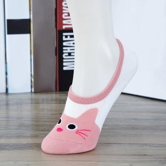 Women Invisible Cotton Socks No Show Nonslip Loafer Liner Low Cut Animal