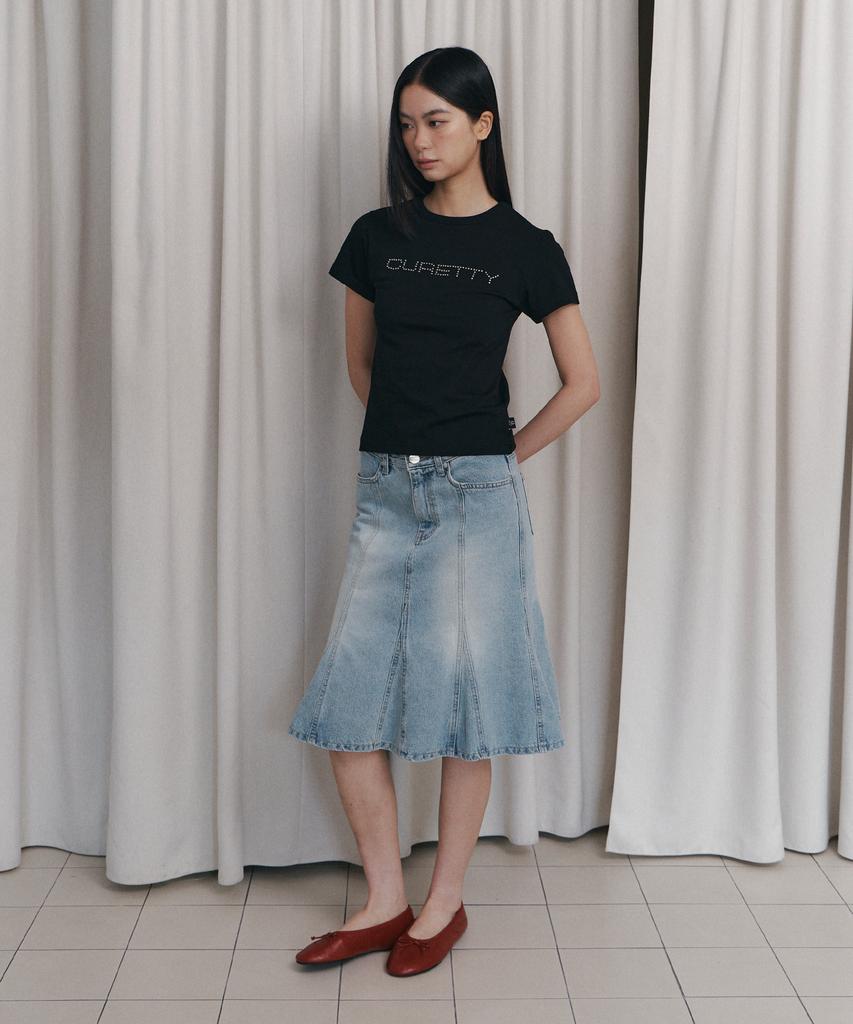 Kyuliti C Panel-Flare Denim Skirt_Light Blue
