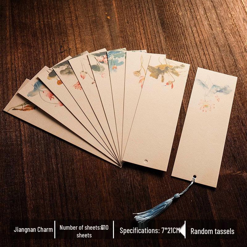 Gilded Tassel Bookmark: Classical Chinese Style Calligraphy & Batik Design