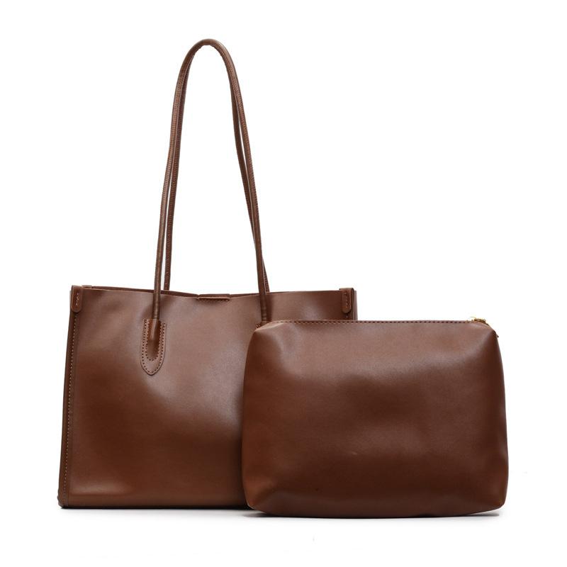 Solid Color Fashionable New Mother and Child Bag Pu Large Capacity Shoulder Casual Armpit Bag Tote Bag