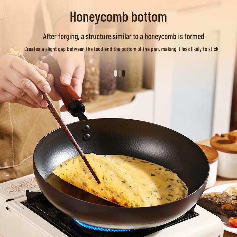Jincun Zhangqiu Wrought Iron Flat Bottom Frying Pan