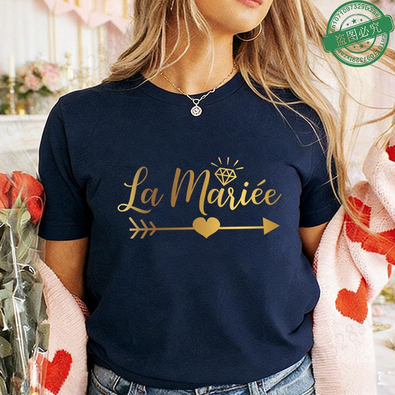 French Bachelorette EVJF Party T-Shirts Future Bride Team Gold Foil Print Women Clothing Short Sleeve Tees for Bridal Shower