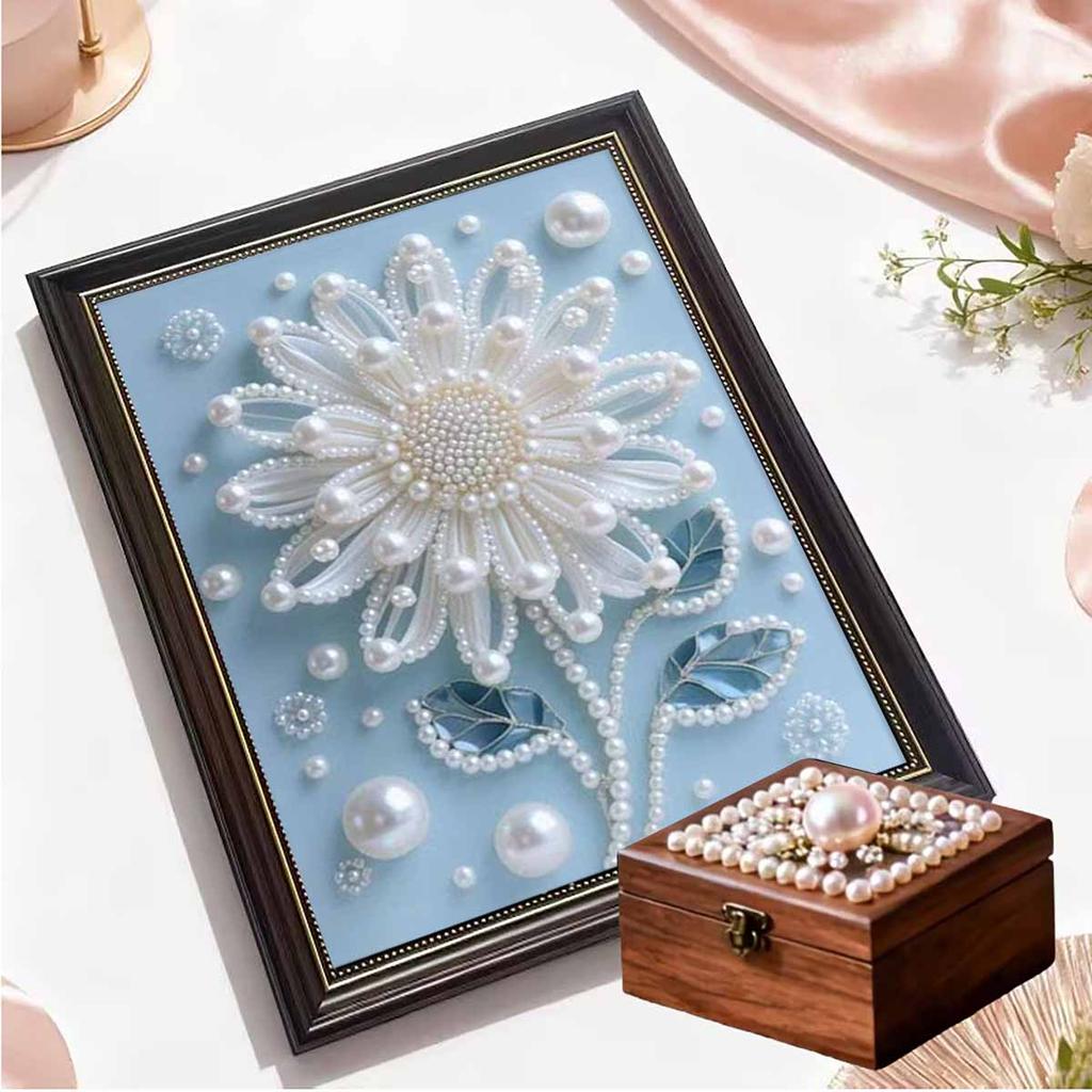 Pearl White Flowers DIY Diamond Art Kits 15.7x19.6inch Gem Art Diamond Painting Kits Without Frame for Adults Gift Idea Home Wall Decor