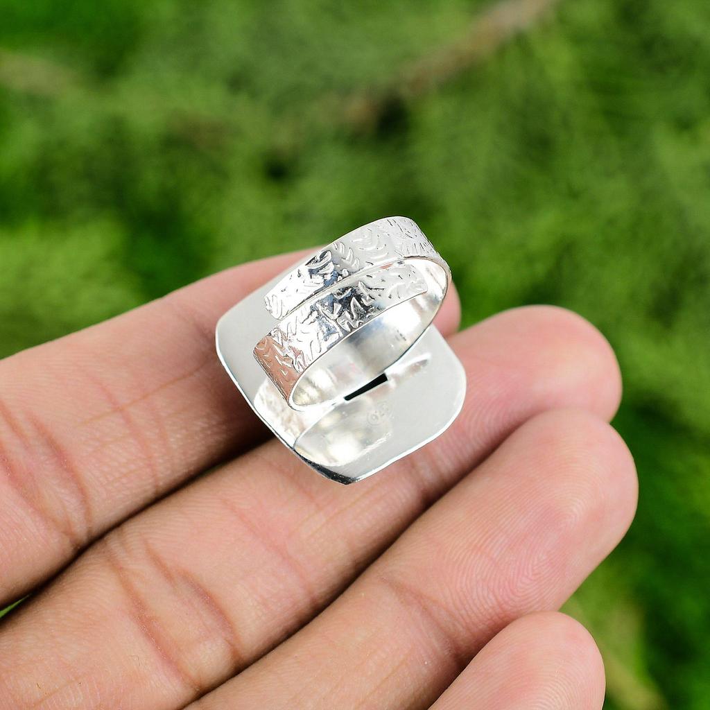 Sterling Silver Natural Black Tiger's Eye Mother Ethnic New Promise Ring Jewelry