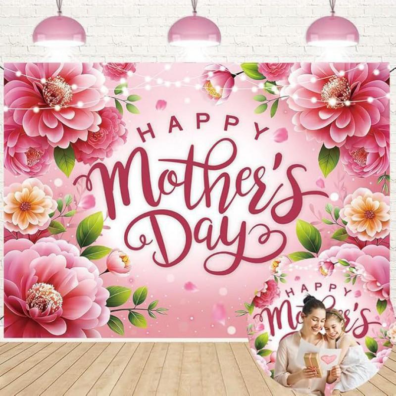 Temu Flowers Mother's Day Party Celebration Decorative Background Cloth Courtyard Decoration