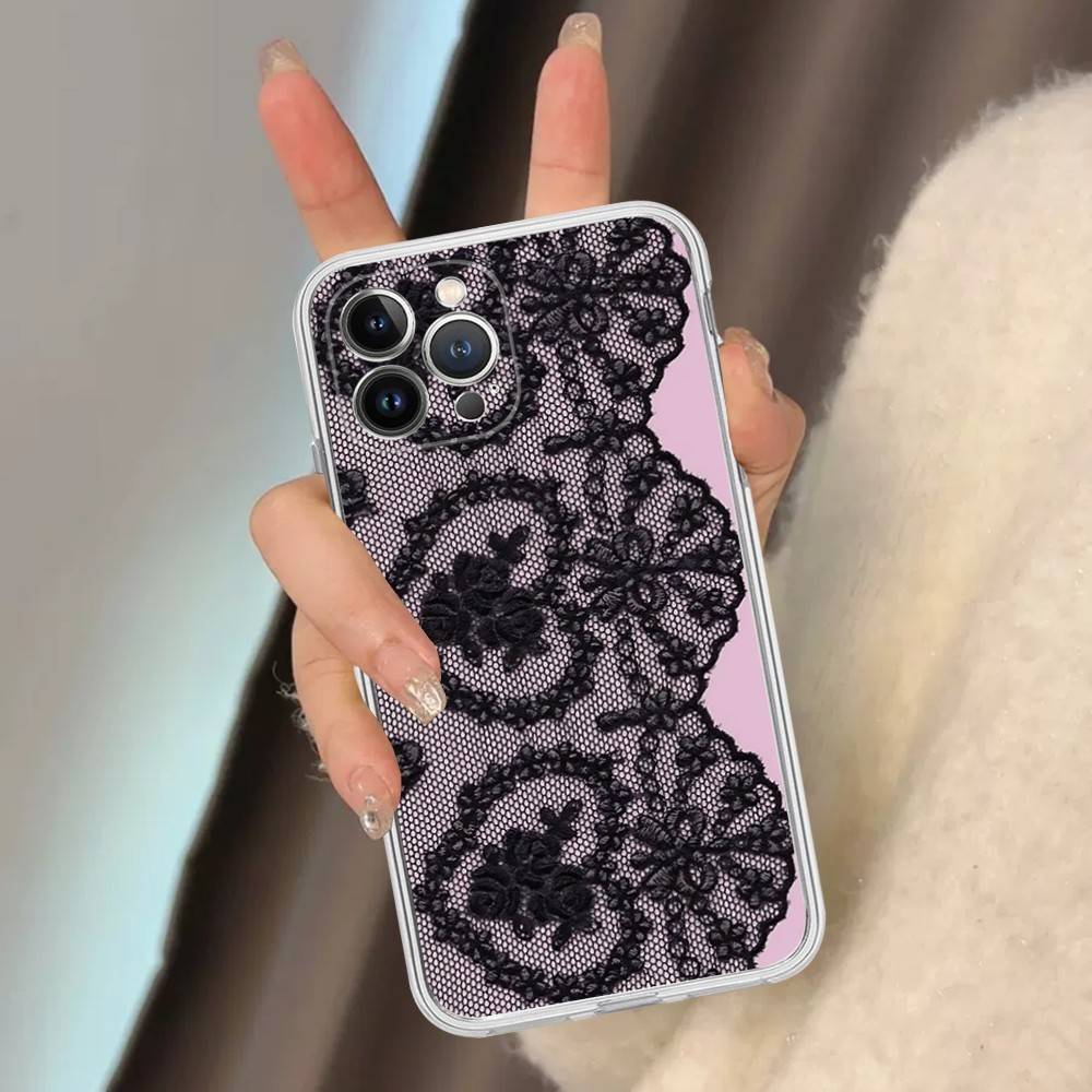 Lace Style Transparent Phone Case For IPhone 17 Air 16 Pro Max 15 14 13 12 11Plus Shockproof Cover
