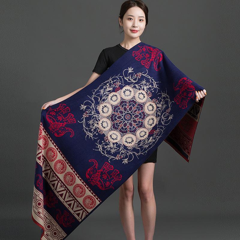 Women S Thick Faux Cashmere Double Sided Cashew Pattern Scarf Winter Shawl