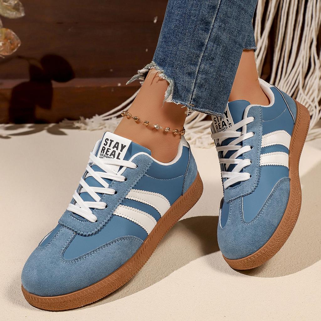 Women's Fashi Brown Flat Sneakers 2026 Spring White Striped Thick Sole Casual Shoes Woman Light Streetwear Vulcanize Shoes