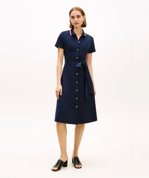 TOMMY HILFIGER Belted Pique Dress (T22G1Tdr051Wt2C1G)