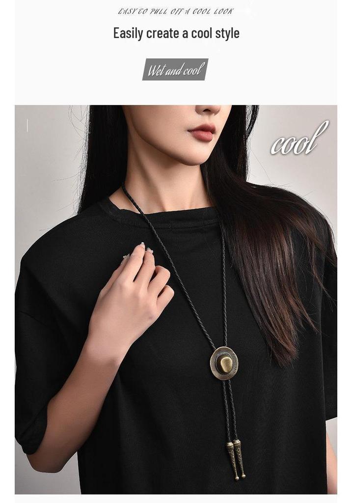 Western Cowboy Bolo Tie Necklace: European American Style Autumn-Winter Casual Lanyard for Women