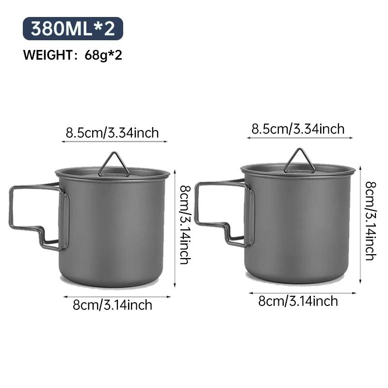 Outdoor Titanium Camping Cup, Foldable Handle Ultralight Mug for Coffee&Tea, Backpacking & Hiking Essentials