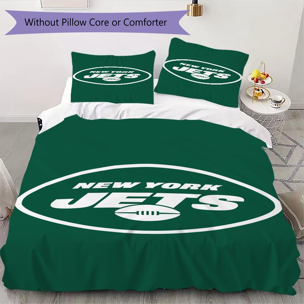 New York Jets Muster Bettwäsche Steppdecken-Set Bettbezug Kissenbezug Heimdekoration Geburtstagsgeschenk (1*Bettbezug + 2*Kissenbezug ohne Füllung)