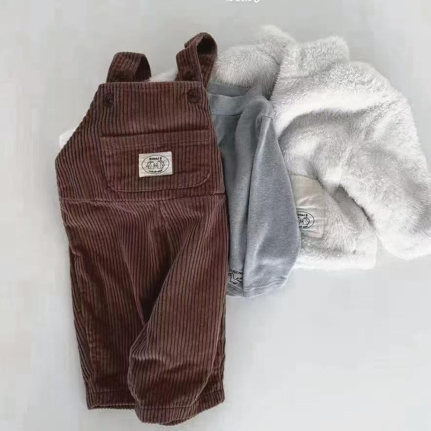 Korean Retro Corduroy Overalls for Infants - Cute & Versatile Autumn/Winter Jumpsuit for Boys & Girls