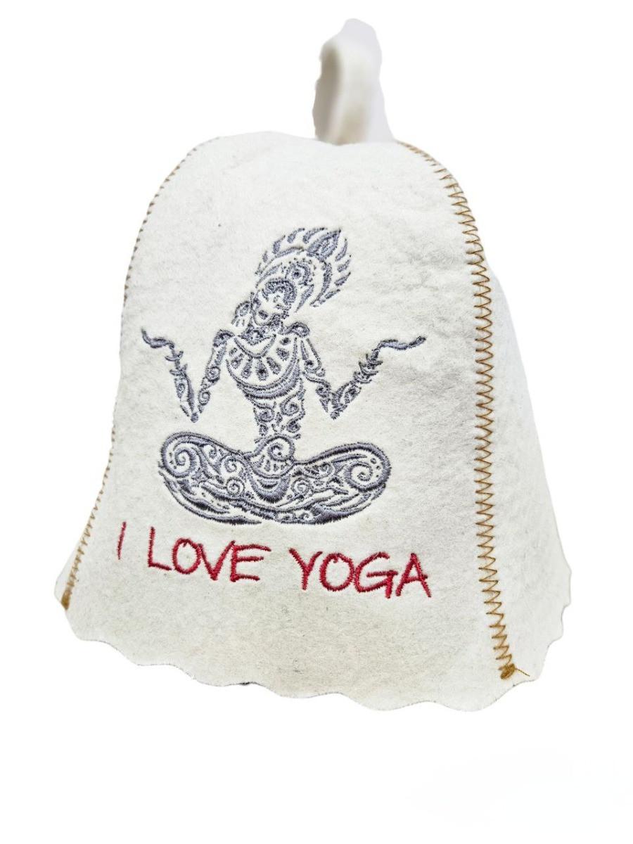 

Шапка для сауни та лазні SUNROZ I Love Yoga натуральна повсть Біла (SUN-LA-861)