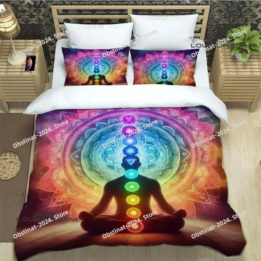 3D Chakra Bedding Set Printed single Comforter Quilt Bed Cover Duvet Cover Pillow Case 3 Pieces Sets Kids Adult Size Linen Sheet