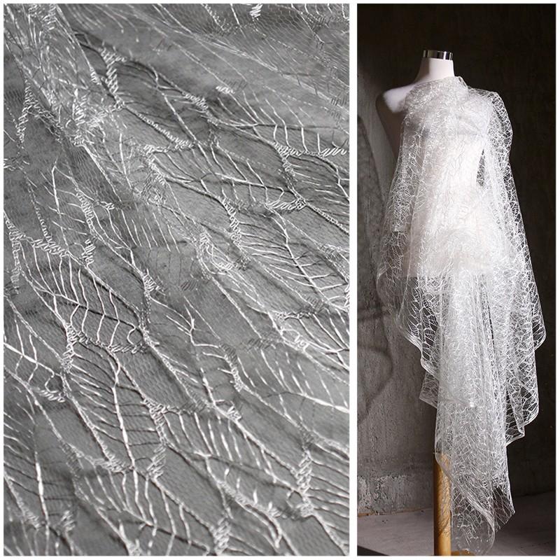 50cm Leaf Pattern Texture Mesh Fabric Irregular Hollow Texture Cloth Handmade DIY Wedding Dress Background Decor Sewing Material