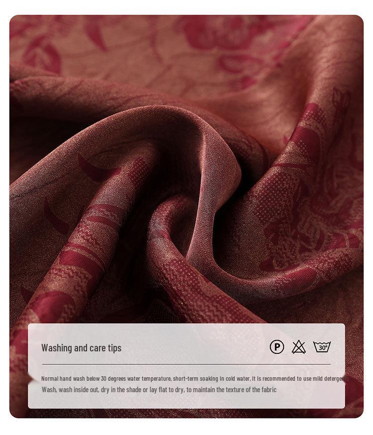 Stylish Summer Jacquard Shirt for Middle-Aged & Elderly Women - Plus Size, Nine-Sleeve, Stand-Up Collar, New Chinese Style