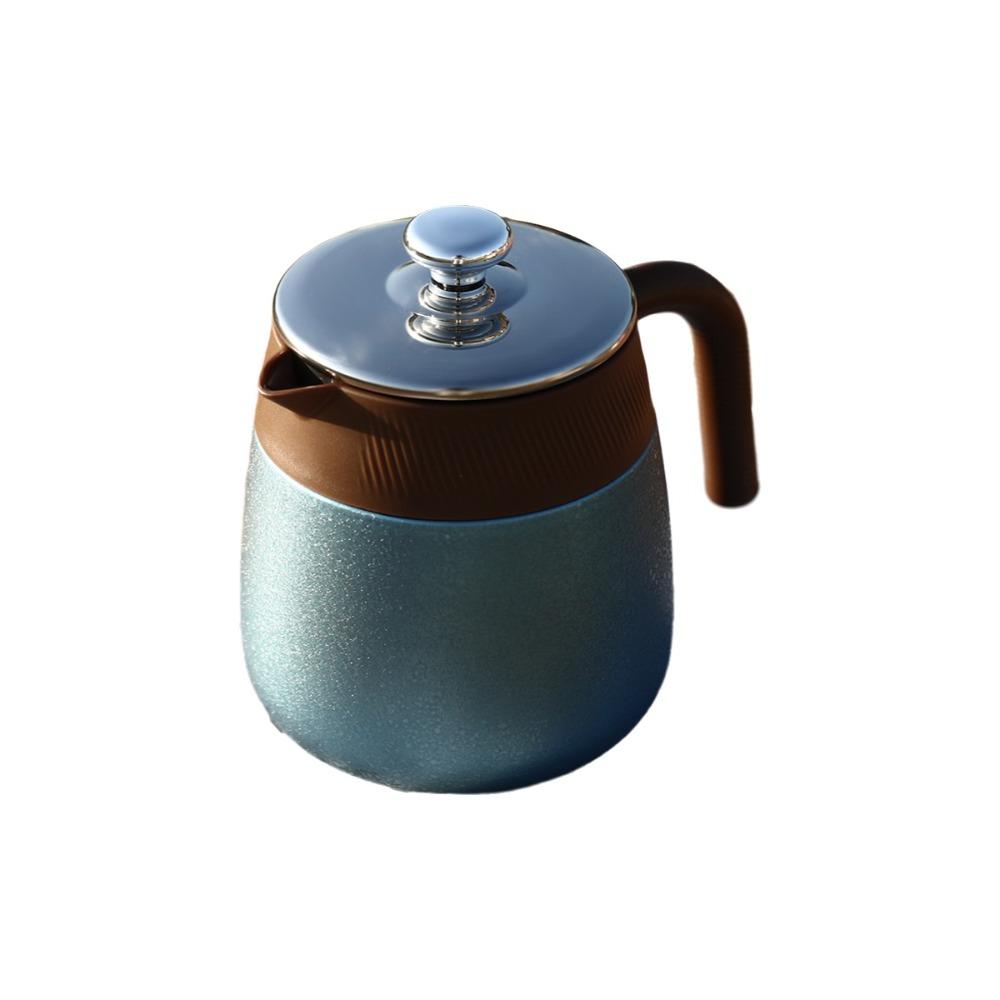 Stainless Steel Titanium-Coated Teapot Titanium-Coated Liner Large Capacity Tea Separation Pot with Handle Insulated Coffee Pot синий