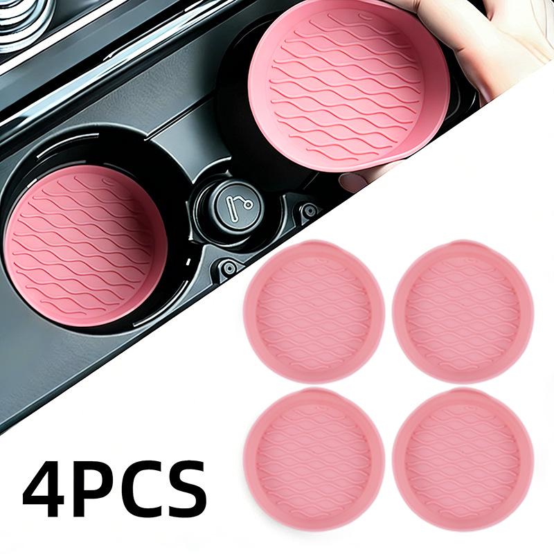 Silicone Non-Slip Car Coaster: Spill-Proof Round Cup Holder Mat