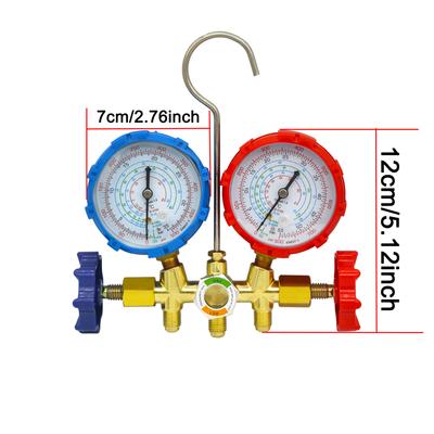 Refrigeration Manifold Gauge 3 Way AC Diagnostic Manifold Gauge Set for Freon Charging Fits R32 R410a R404A R-134a