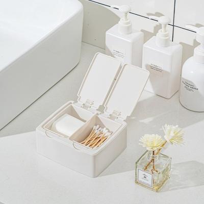 Light Luxury Press Type Desktop Storage Box Transparent Acrylic Case Stackable Dustproof Cosmetic Cotton Swab Plastic Organizer