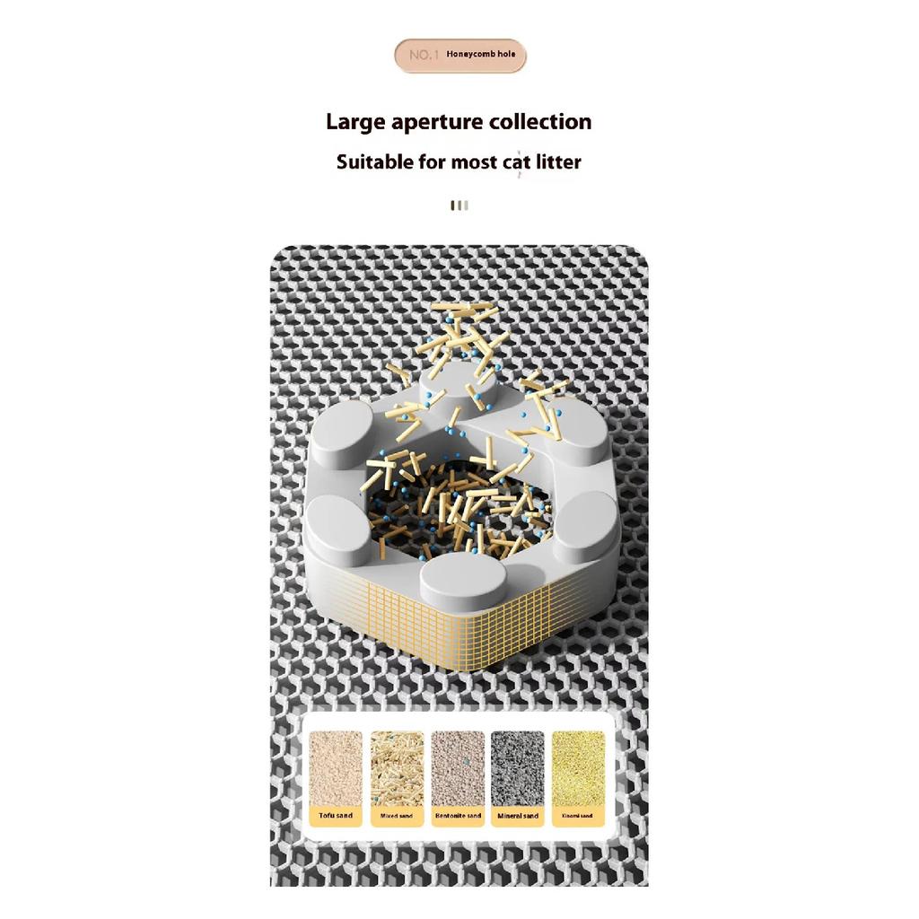 Cat Litter Mat 2-Layer Design Premium Sand Trapping Technology Waterproof Base Non-Slip Pet Floor Protector for Indoor Kittens