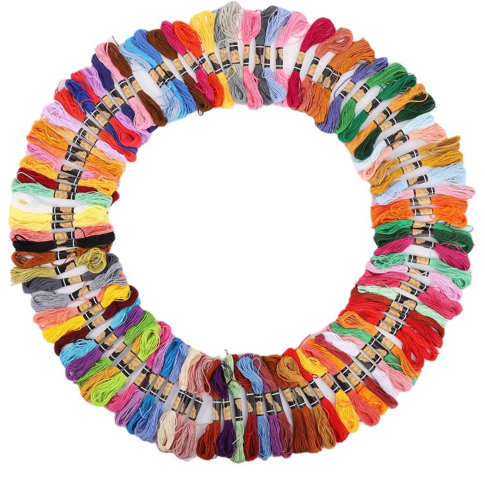 100pcs Polyester Cotton Cross Stitch Floss Rainbow Color Bracelet Yarn Embroidery Thread Embroidery