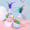 Wobbling Cat Toy Interactive Cat Teaser with Feathers Plush Balls Cat Enrichment Toy for Indoor Kittens Stimulates Hunting Instinct