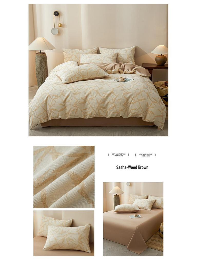 2025 Style Pure Cotton Double Gauze Flannel Bedding Set - Winter Duvet Cover and Bed Sheet, 100% Cotton