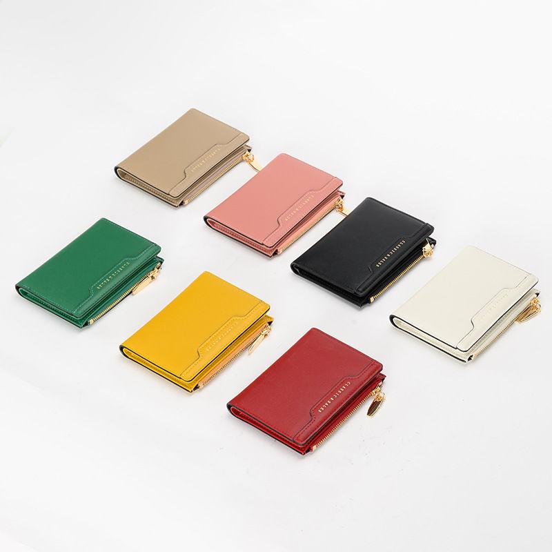 Women Fashion Bi-fold Short Wallets Artificial Leather Card Holder Zipper Coin Purse GZW