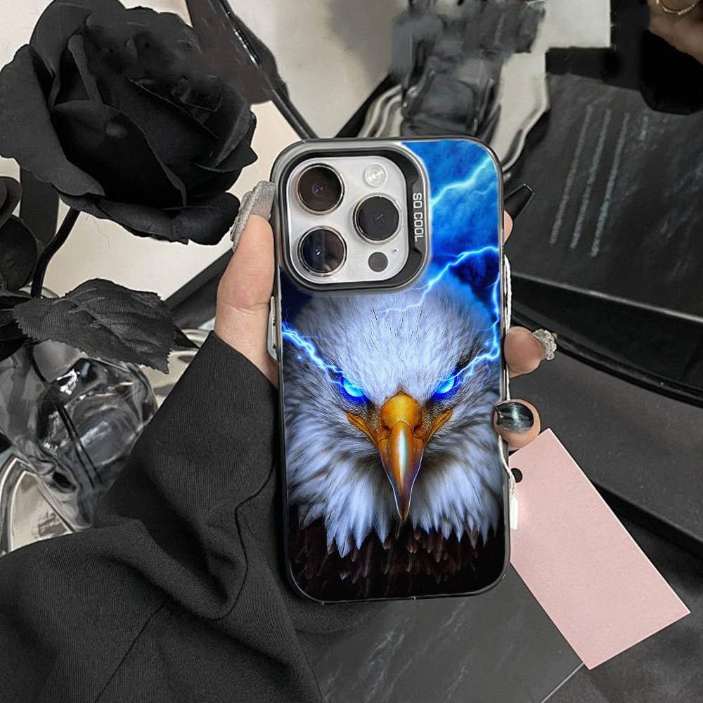 Cool Eagle Phone Case For iPhone17, 16,15,14,13,12 Pro Max Black Candy Matte Shockproof Cover