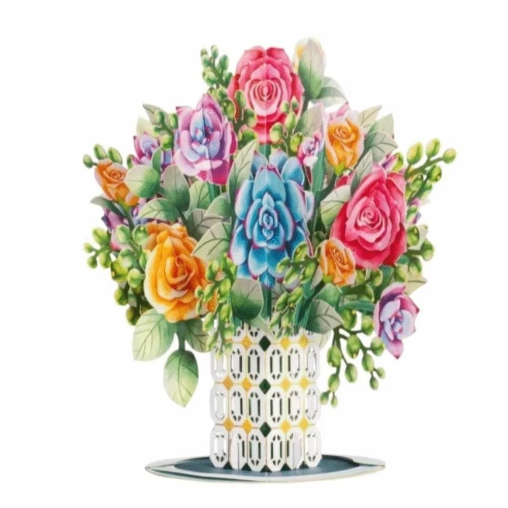 Lavender 3D Pop Up Flower Bouquet Card Romantic Wedding Blessing Card  Mothers Day