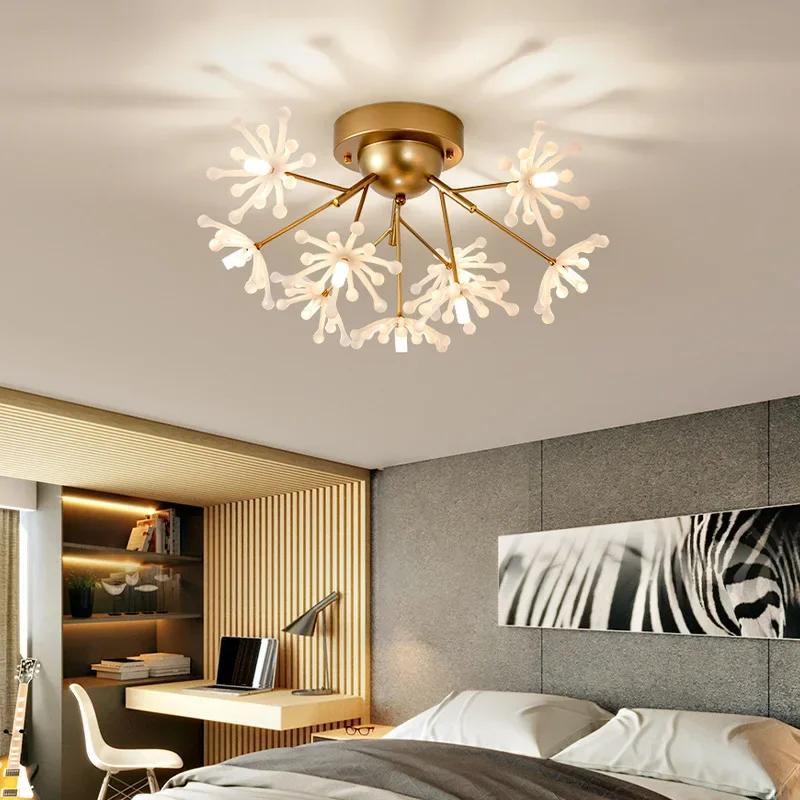 Modern LED Ceiling Light Ice Crystal Glass Bedroom Living Room Children's Room Ceiling Lamp Designer Lighting