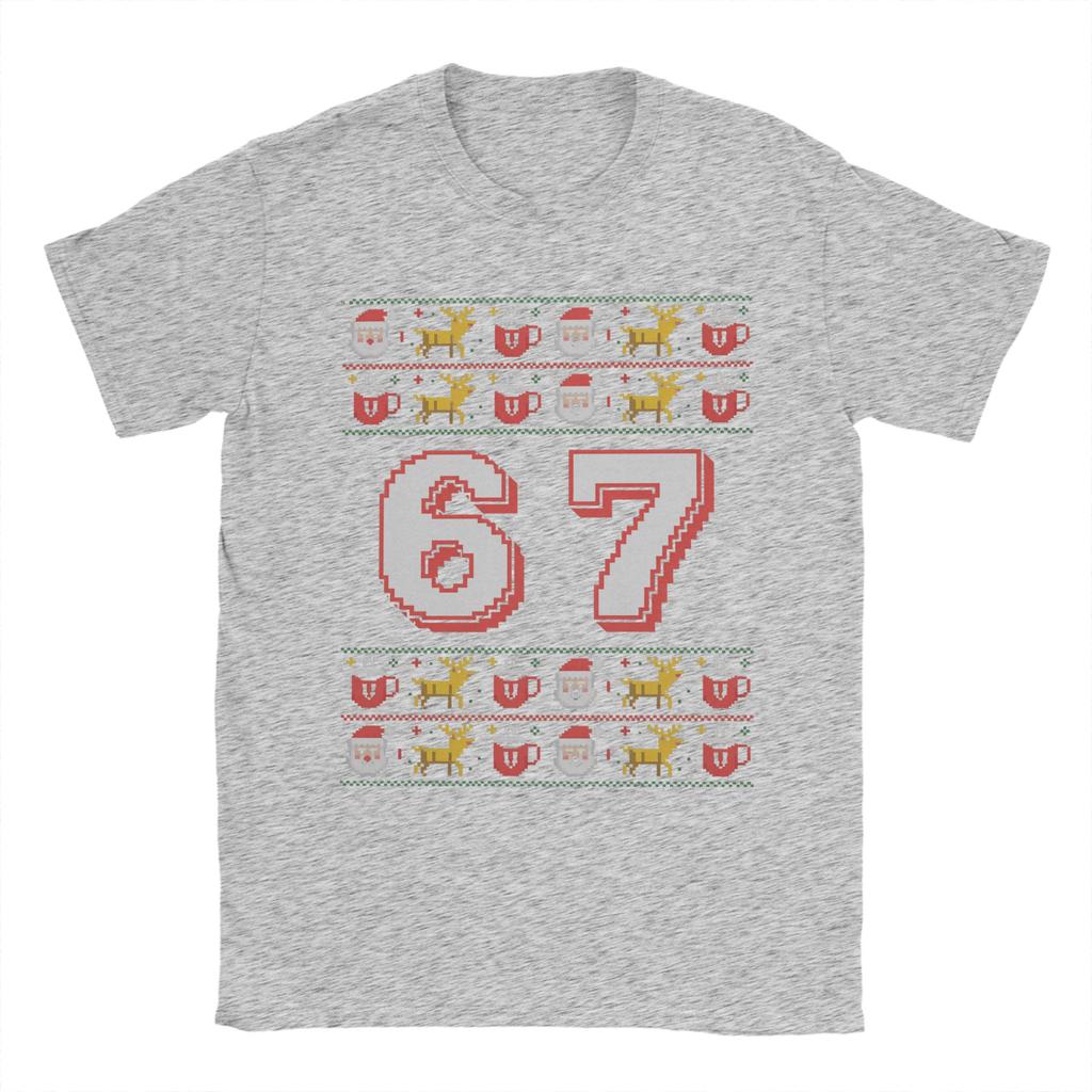 Christmas 67 Funny Xmas Six Seven Cotton T-Shirt For Men Summer  Y2K Fun T-Shirts O Neck Leisure Tees Oversized Cheap Tops