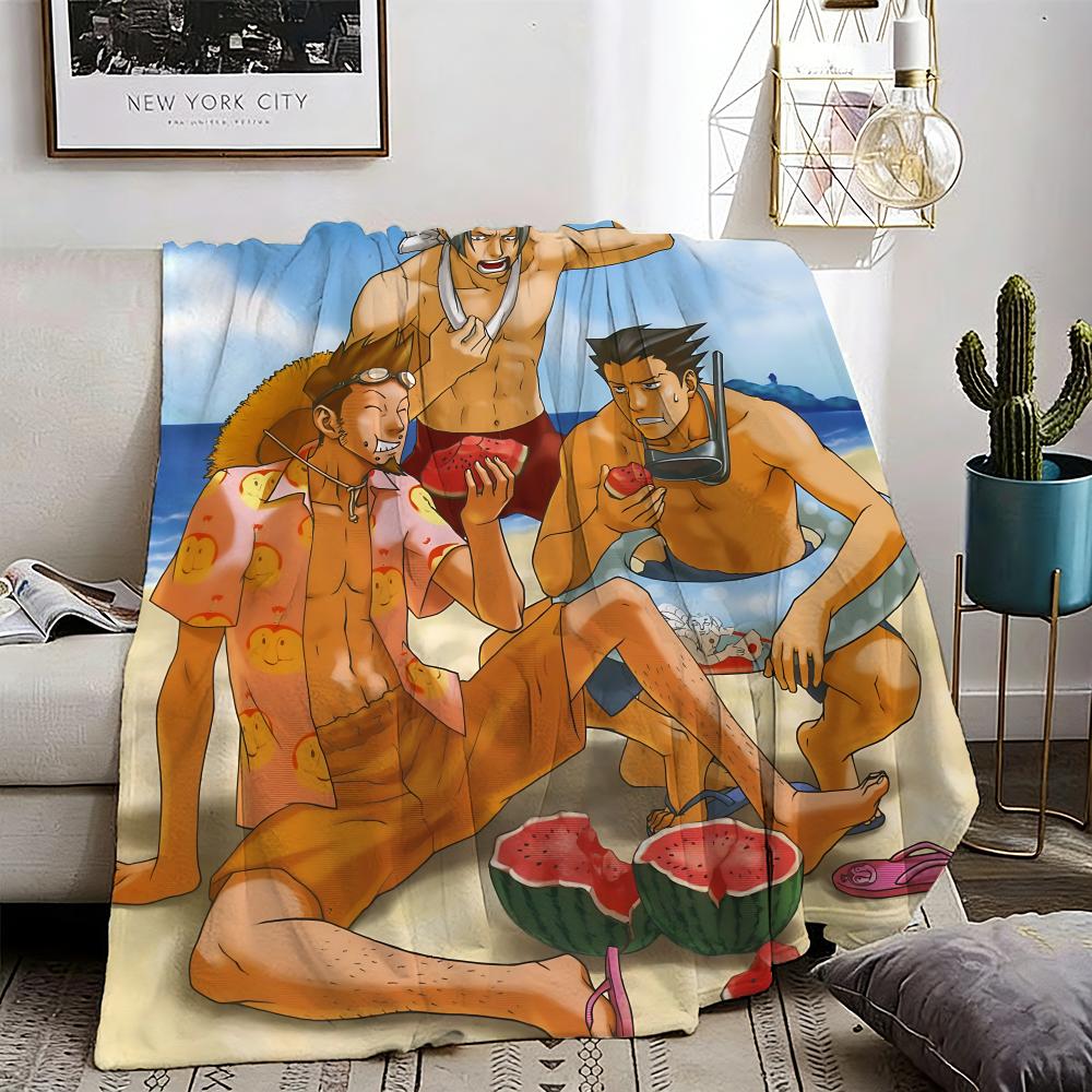 Adventure Game Ace Attorney Throw Lightweight 240g Flannel Blanket Soft Skin-friendly for Summer Cooling 75X95CM