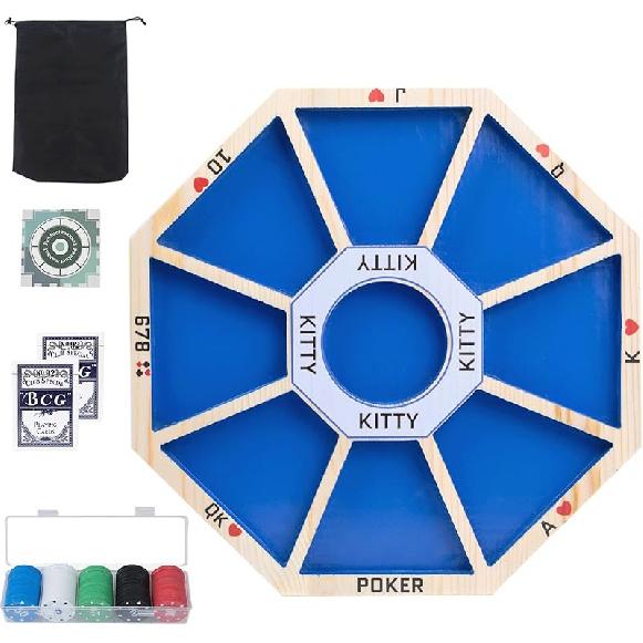 Wooden Michigan Rummy Board Game,Tripoley Game,Deluxe Set, 1 Michigan Rummy Board,2 Pokers,100 Chips(in a Box),1 Game Manual,1 Portable Storage,Party