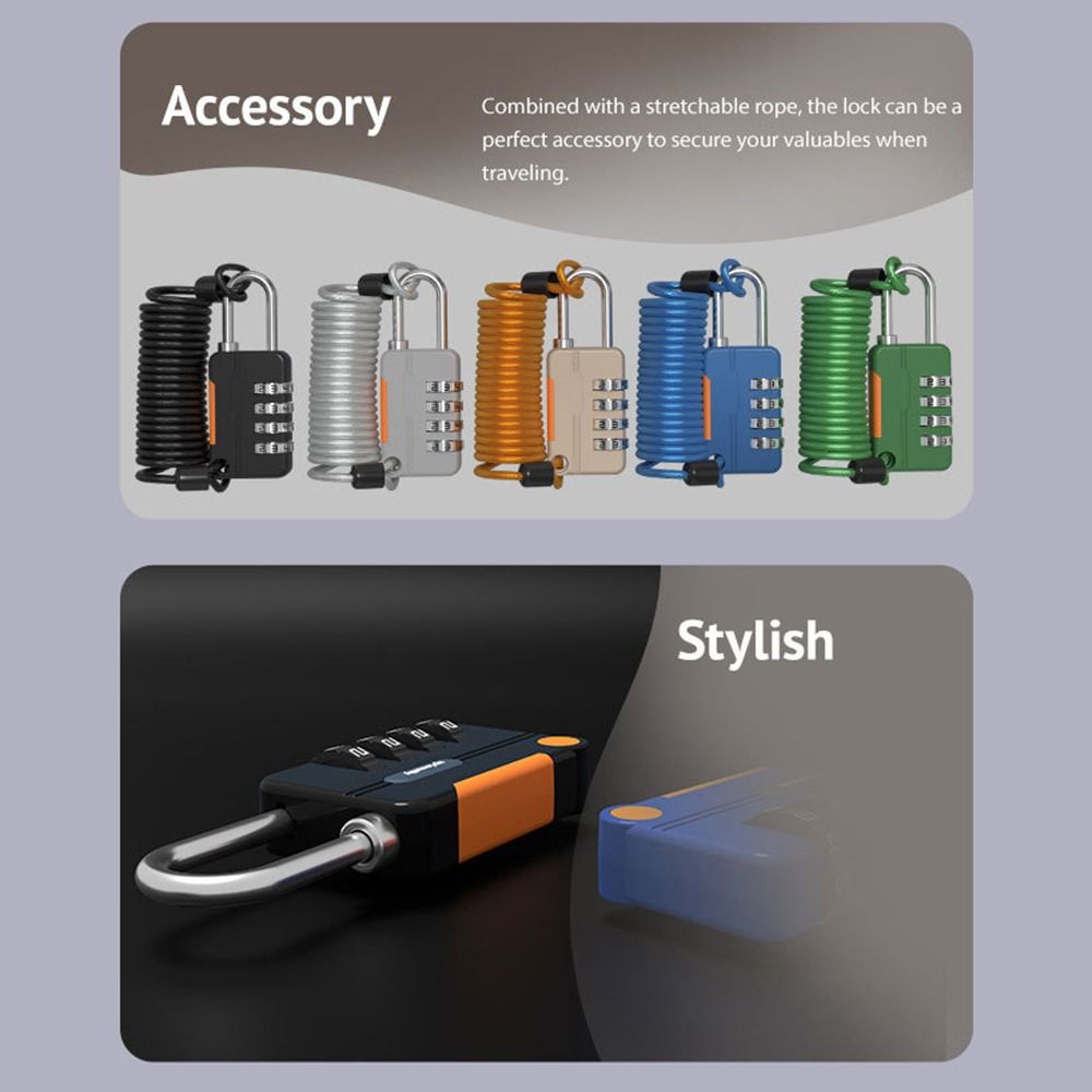 Protection Security Safely Code Lock With Steel Cable Anti-theft 4 Digit Combination Lock