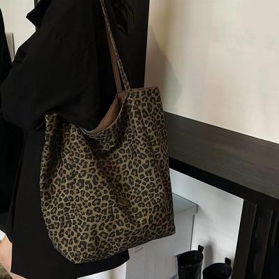 Luxury Tote Bag Autumn Fashion Versatile Shoulder Bag Large Capacity Commuter Leopard Pattern Shopper Handbag Purse MIT
