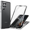 For Samsung Galaxy S24 Ultra Case Double Sides Tempered Glass Magnetic Metal Frame Cover