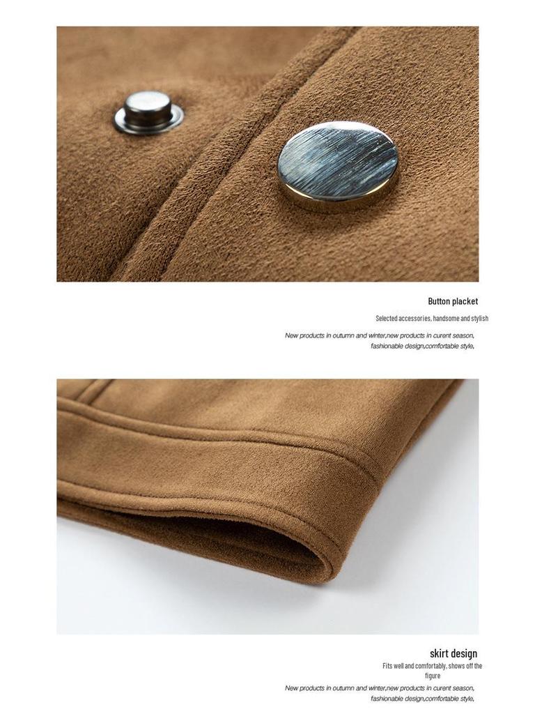 Men’s 2024 Autumn Suede Jacket: Trendy Loose Fit with Turn-Down Collar - Versatile Casual Top.