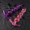 Plug Anale in Silicone con Perline per Stimolazione della Prostata Giocattolo Unisex per Adulti Viola Rosa